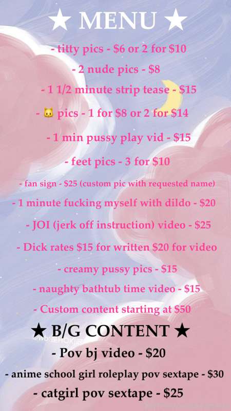 hi guys!! this is my new updated tip menu 💓 
tip the amount ..