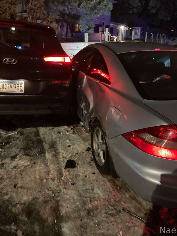 Someone stole a vehicle, ran a stop sign, crashed into me, f..