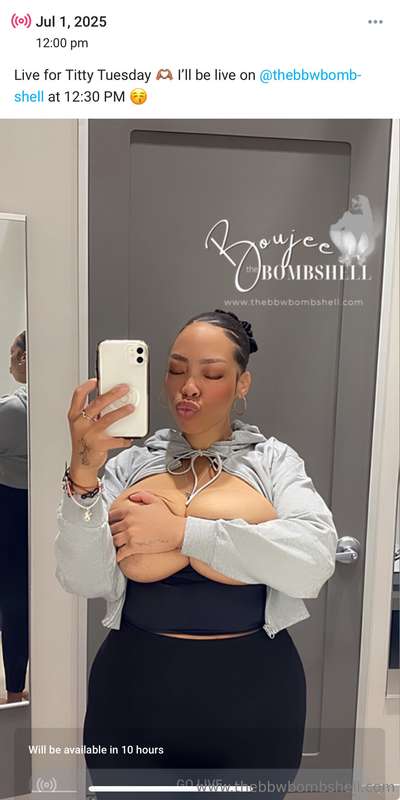 Going live today for Titty Tuesday for the first time on her..