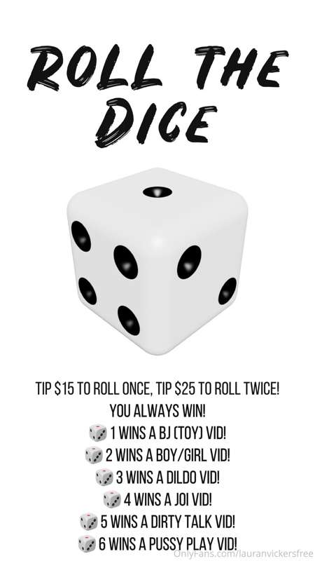 LET’S ROLL THE DICE! 🎲 Tip $15 to roll once, tip $25 to roll..