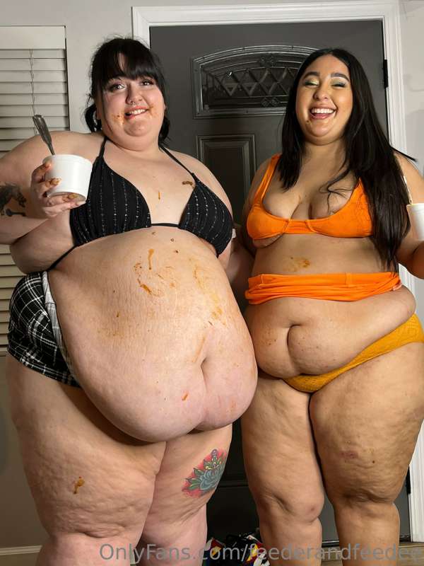 2 stuffed and messy piggies immediately following a little p..
