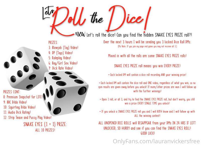 Over the next 3 hours I will be sending you 3 locked Dice Ro..