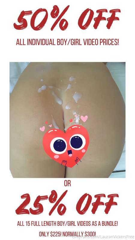 🚨 50% OFF BOY/GIRL SEX VIDEOS! 🚨 TODAY ONLY get 50% OFF my c..