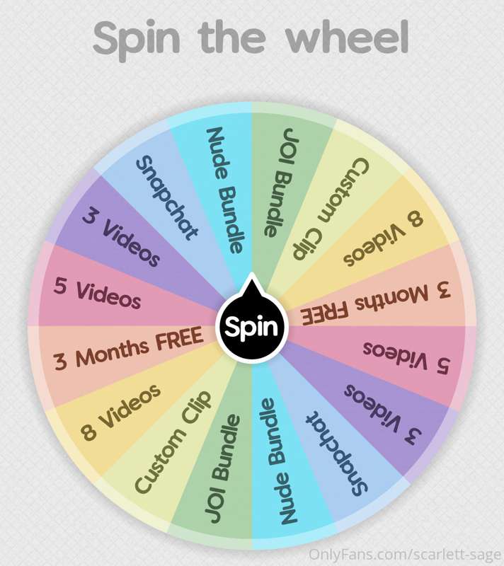 **WHEEL SPIN** $10/spin, Max two per fan!  All videos won ar..